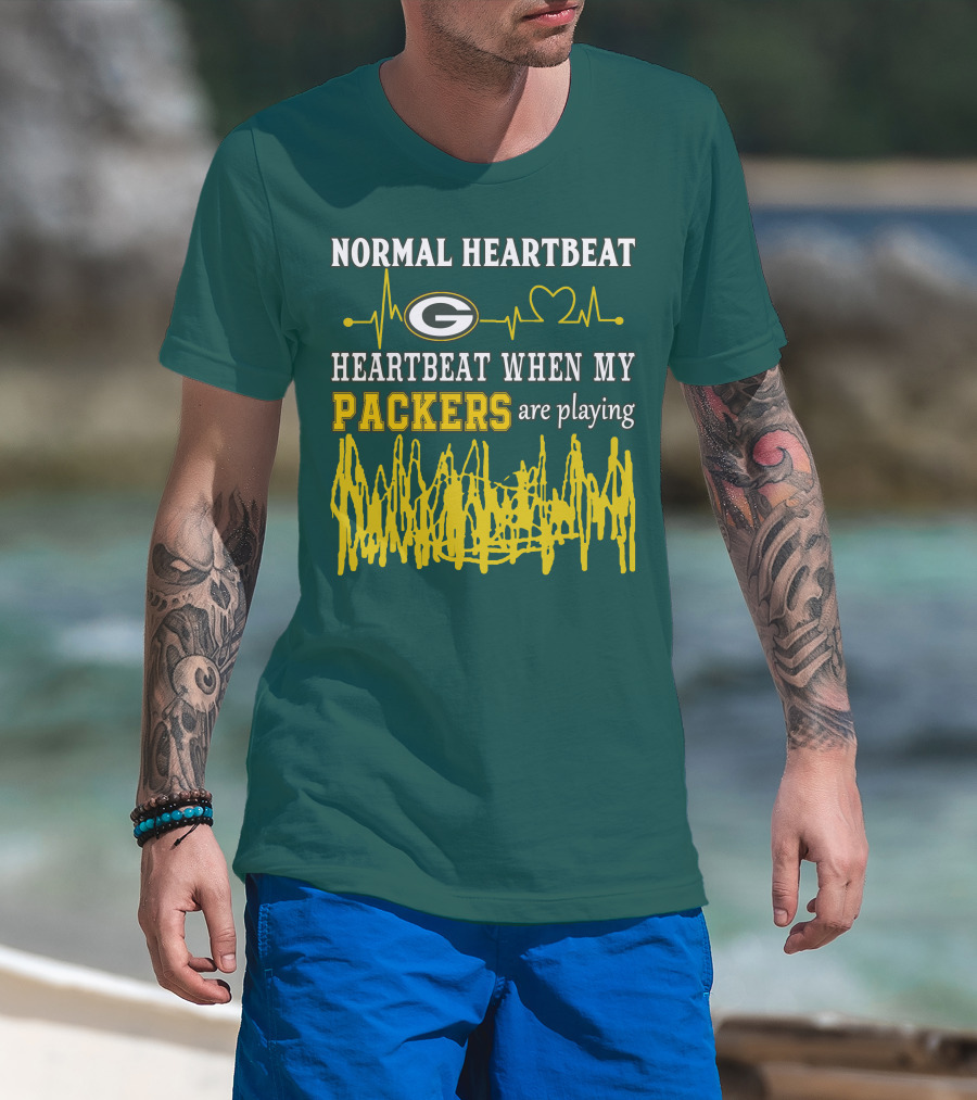 Normal Heartbeat Heartbeat When My Packers Are Playing Green Bay Packers T-Shirt