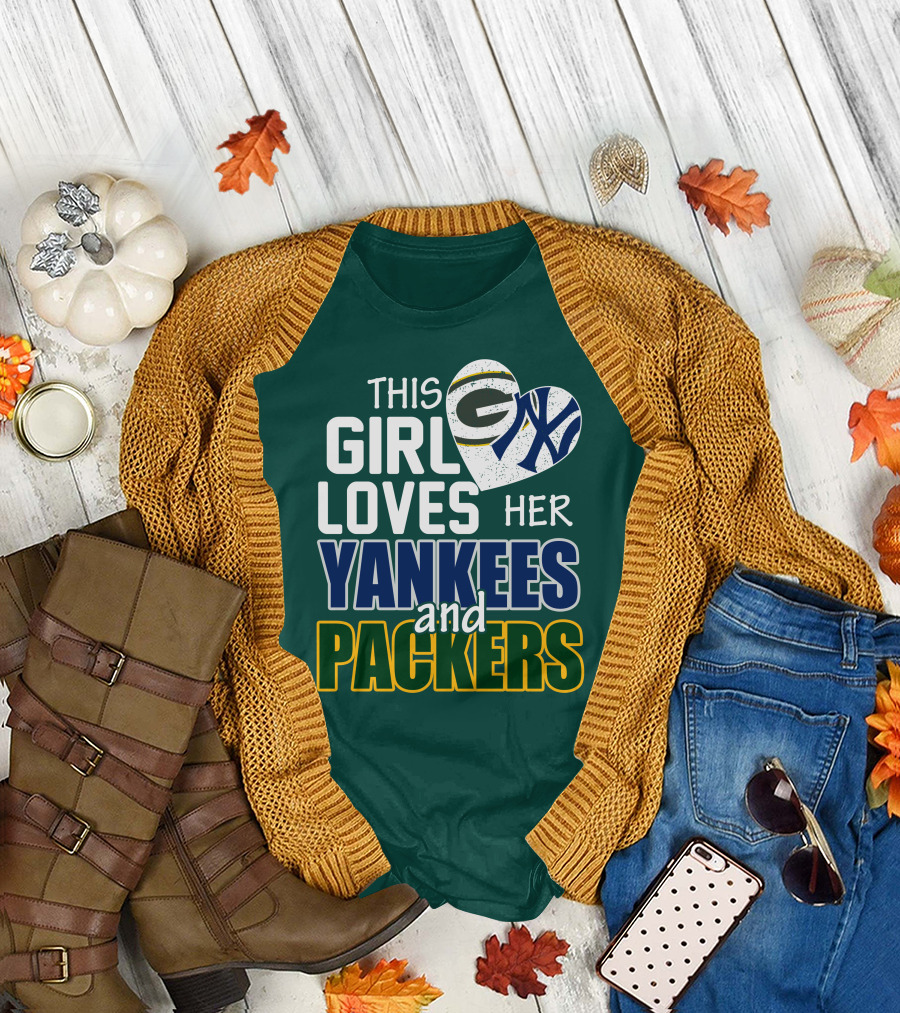 This Girl Loves Her Yankees And Packers T-Shirt