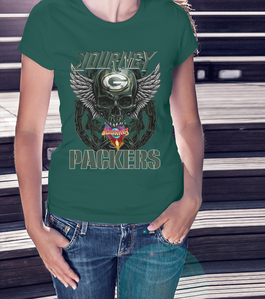 Journey Green Bay Packers Winged Skull Flame T-Shirt