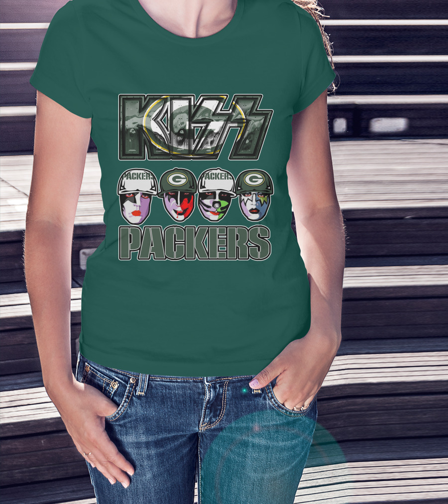 Kiss Packers Green Bay Fan Faces T-Shirt