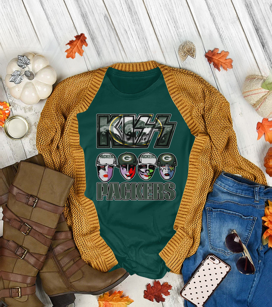Kiss Packers Green Bay Fan Faces T-Shirt