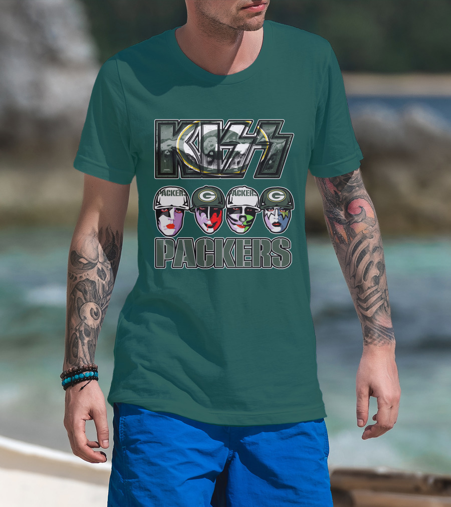 Kiss Packers Green Bay Fan Faces T-Shirt