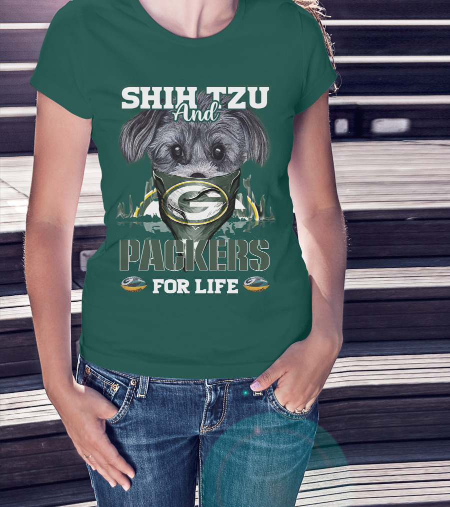 Shih Tzu And Packers For Life T-Shirt