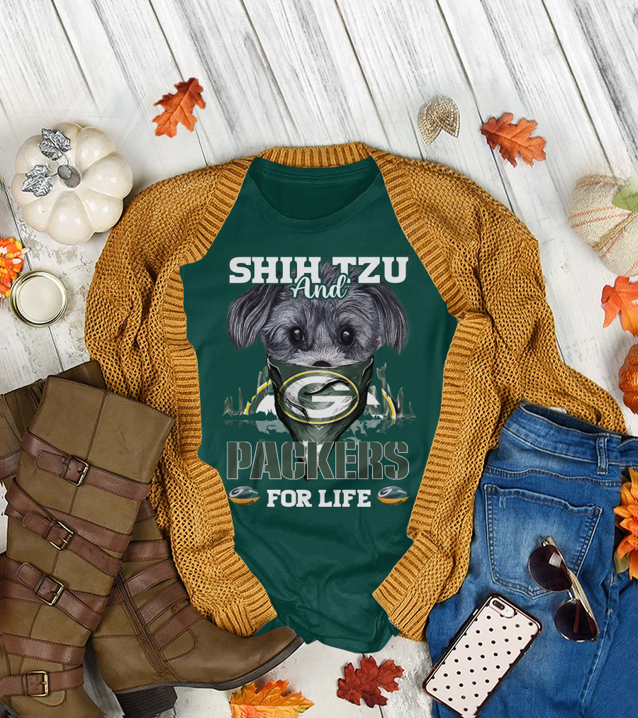 Shih Tzu And Packers For Life T-Shirt