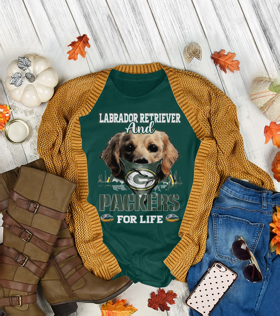 Labrador Retriever and Packers for Life Green Bay Packers T-Shirt