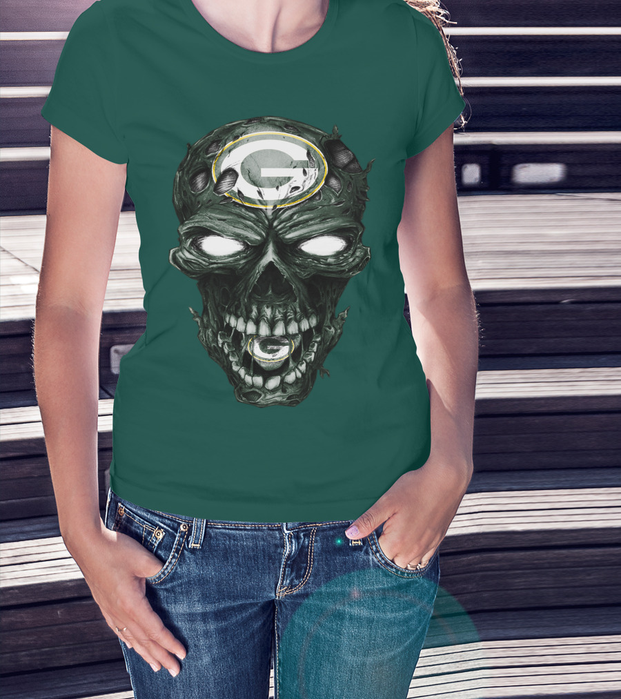 Skull Green Bay Packers G Logo Zombie Fusion T-Shirt