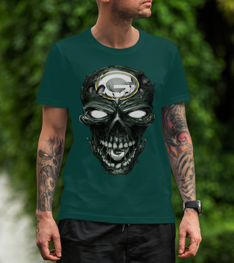 Skull Green Bay Packers G Logo Zombie Fusion T-Shirt