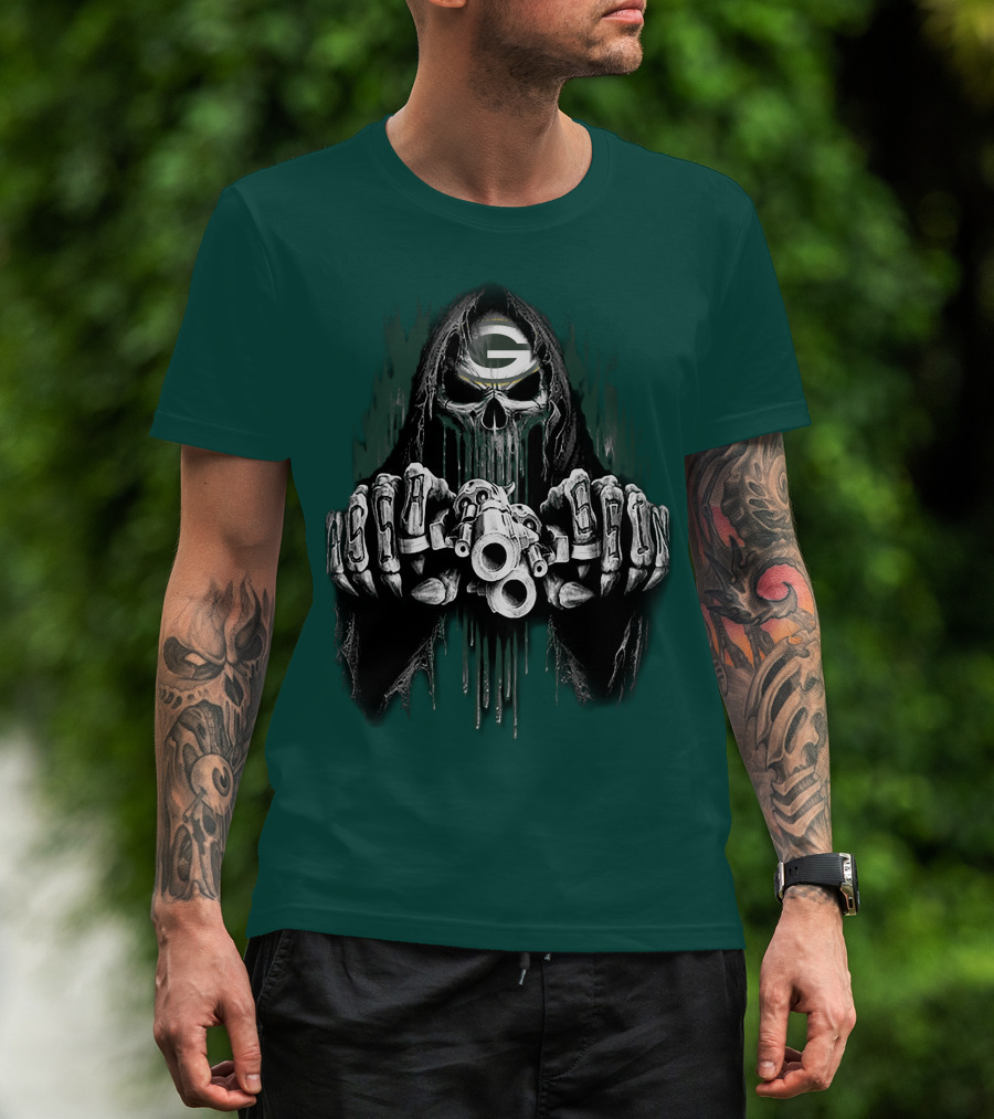Green Bay Packers G Skull Grim Reaper 84 T-Shirt