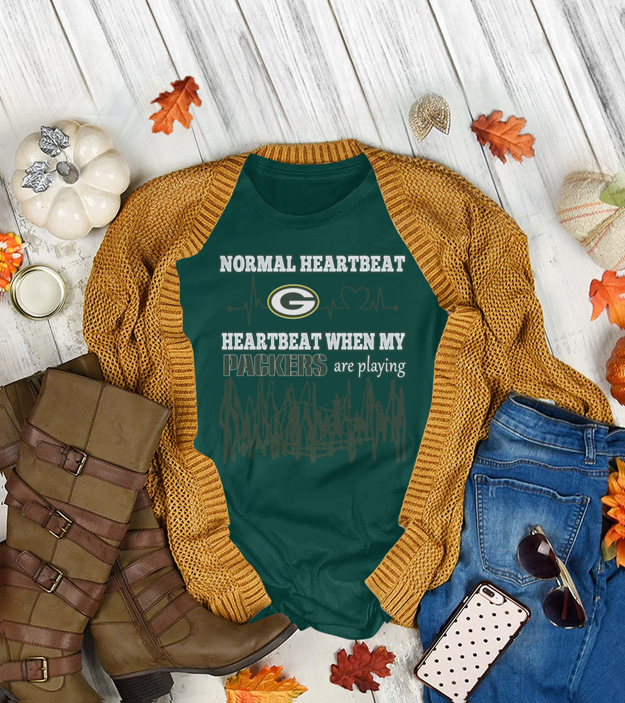 Normal Heartbeat Heartbeat When My Packers Are Playing T-Shirt