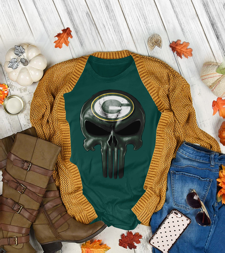 Green Bay Packers Skull T-Shirt
