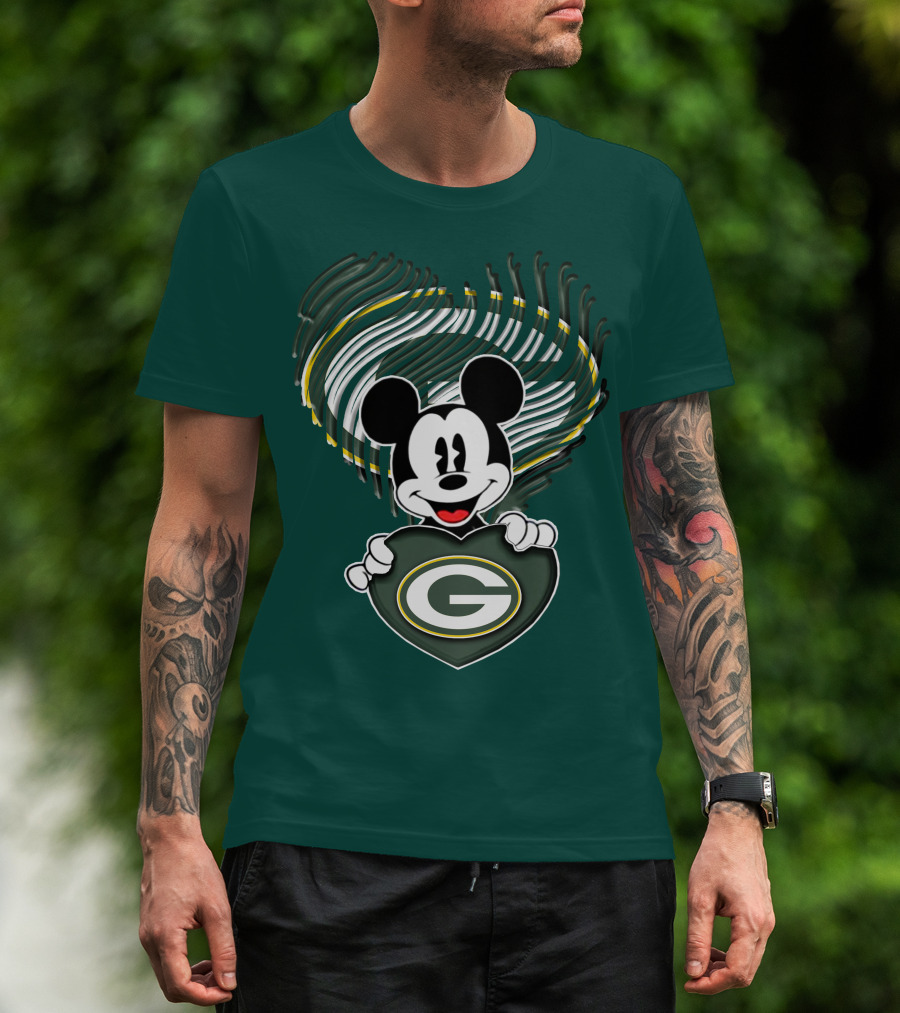 Mick Fan Embraces Green Bay Packers Heart T-Shirt