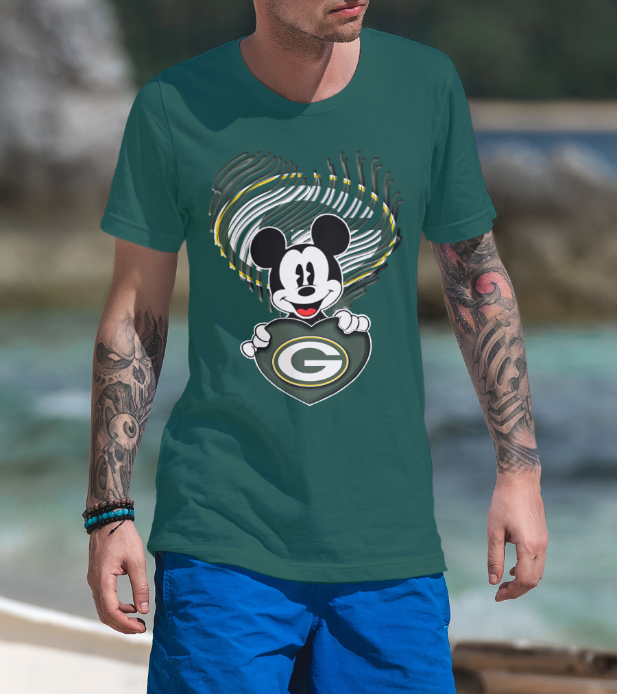 Mick Fan Embraces Green Bay Packers Heart T-Shirt
