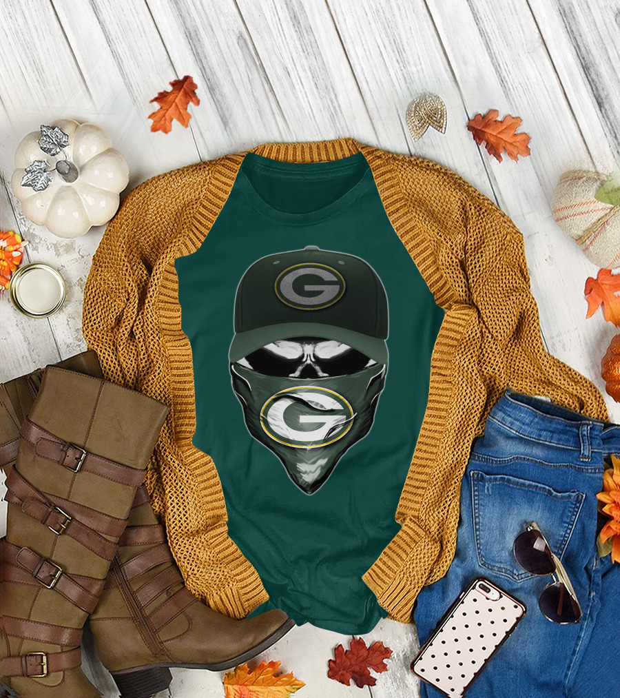 Green Bay Packers Skull Cap and Bandana T-Shirt