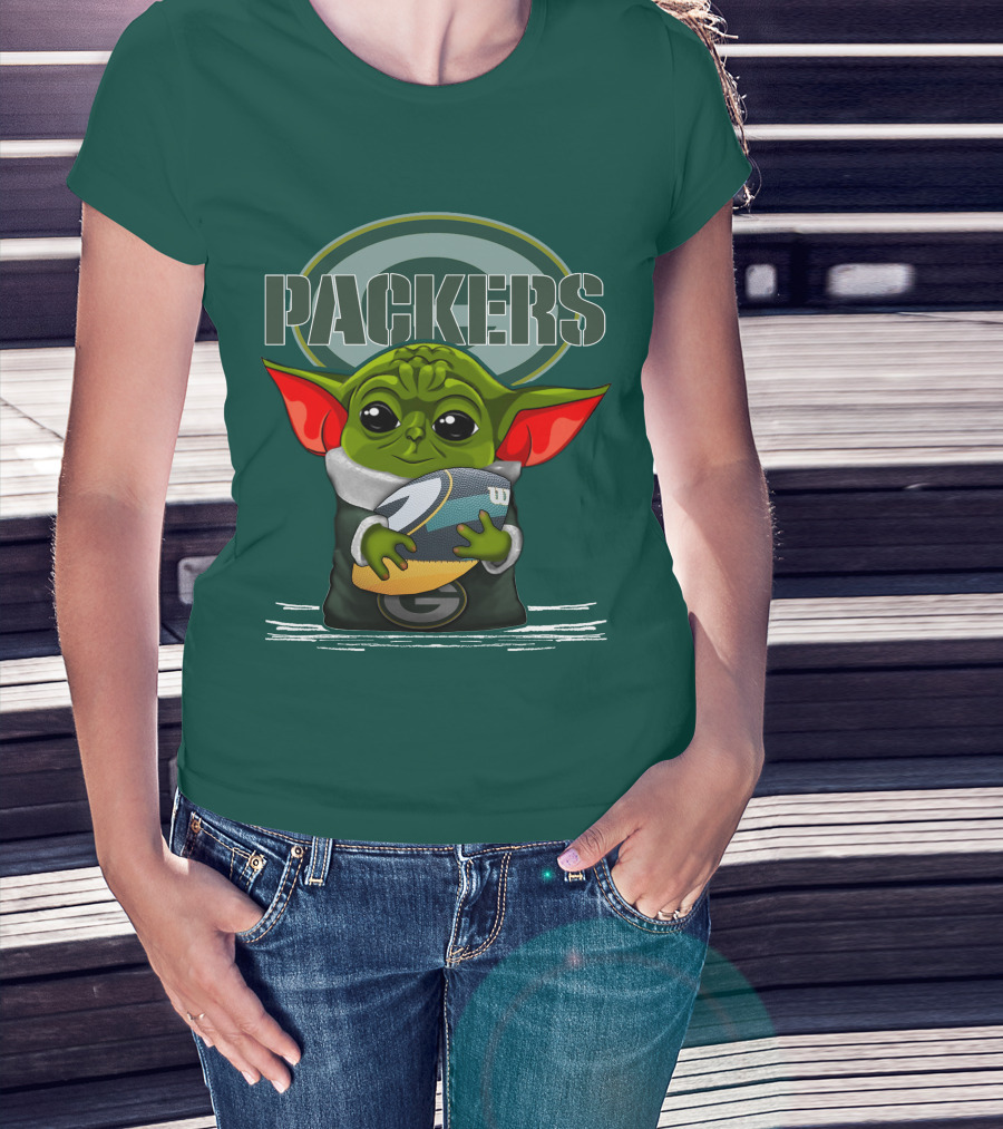 Yoda Holding Football With Green Bay Packers T-Shirt