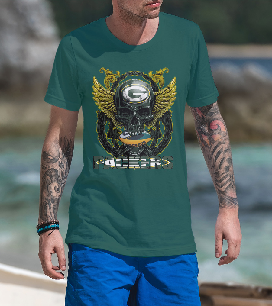 Packers Skull Green Bay Football Wings T-Shirt