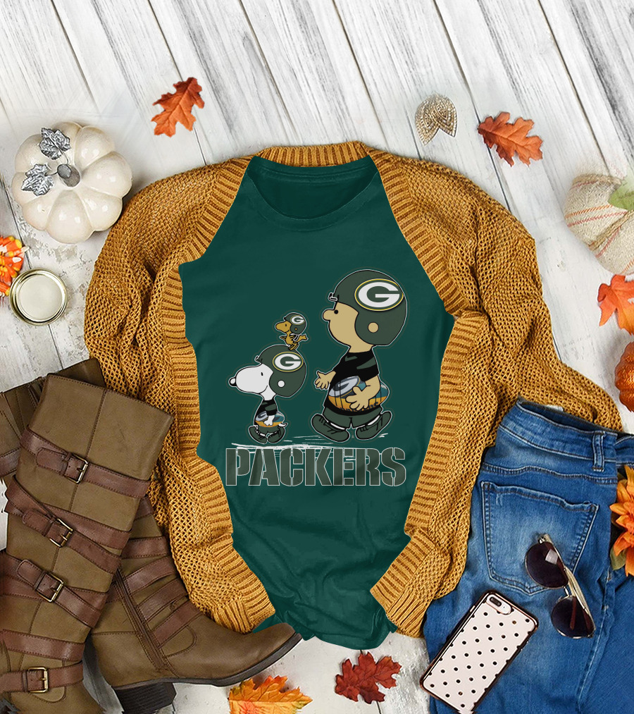 Snpfootball Green Bay Packers Peanuts Characters T-Shirt