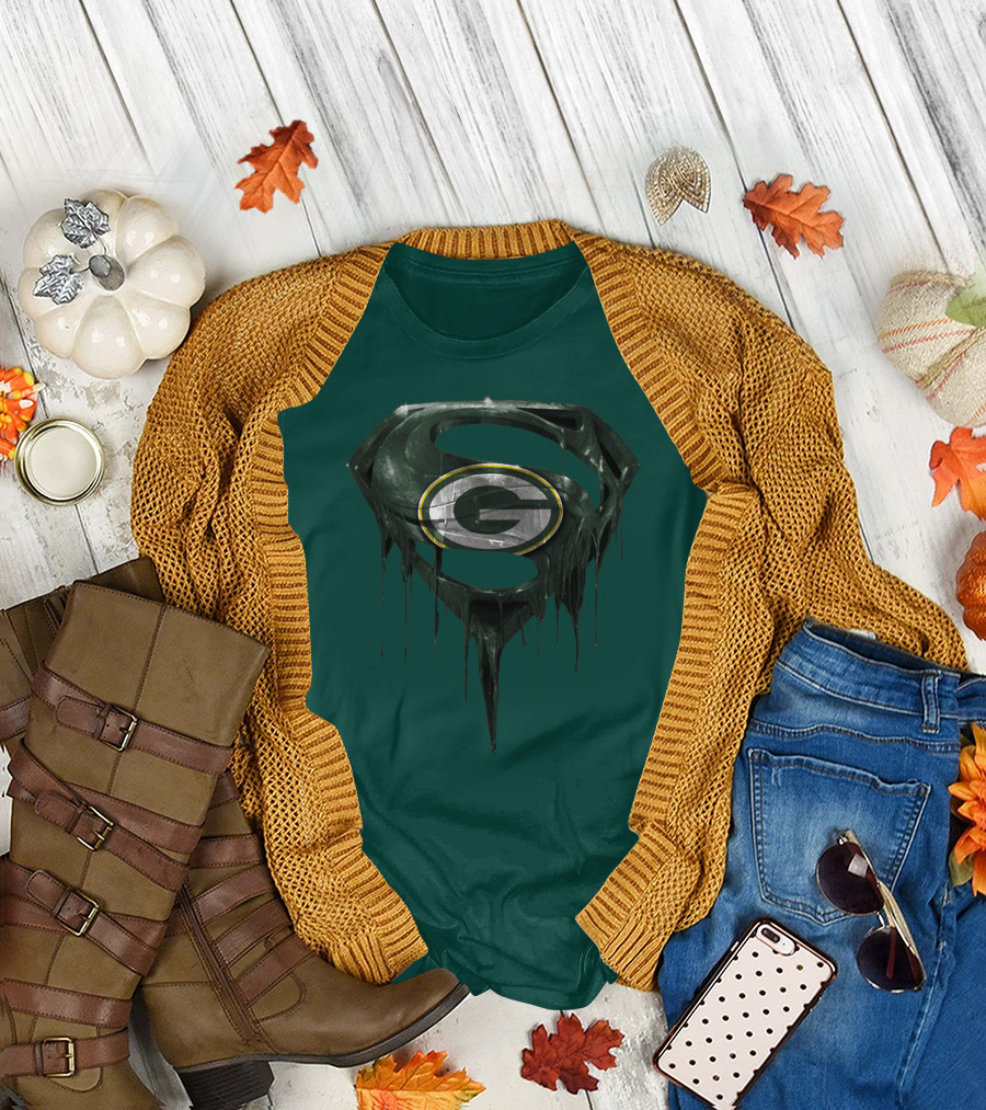 Spm Superman Green Bay Packers Logo Fusion T-Shirt