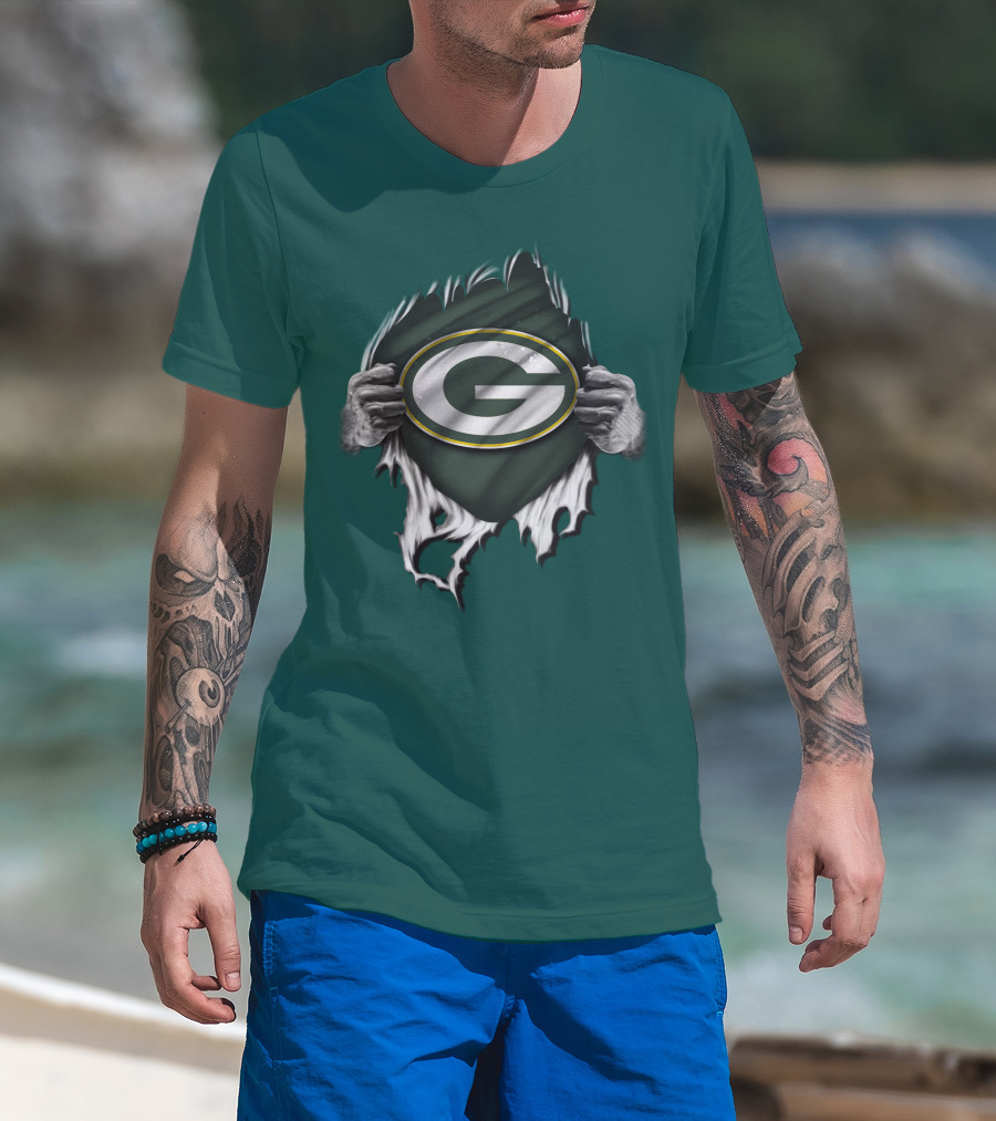 Green Bay Packers Torn Logo Superfan T-Shirt