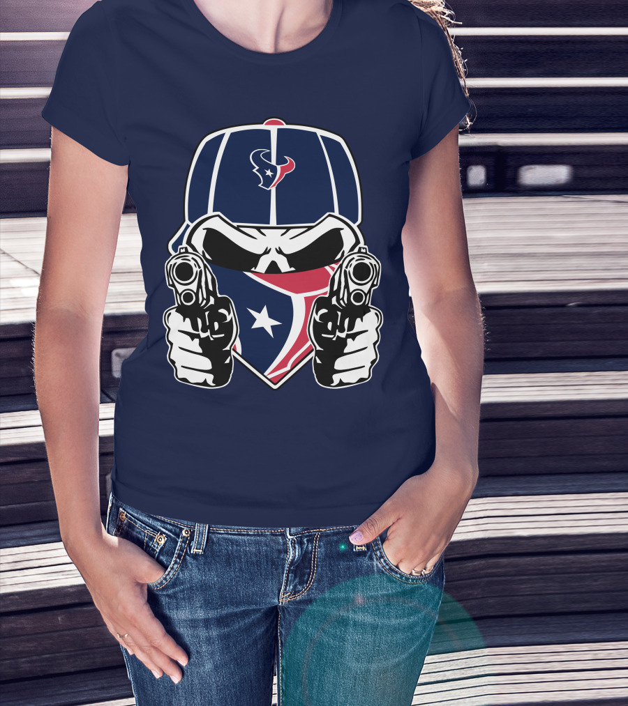 Houston Texans Skull Masked Gunslinger Fan Art T-Shirt