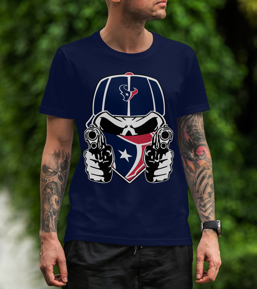 Houston Texans Skull Masked Gunslinger Fan Art T-Shirt