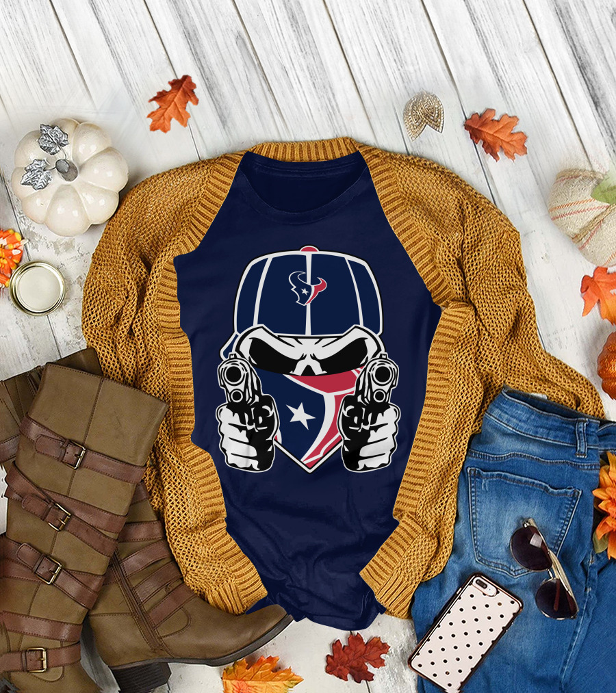 Houston Texans Skull Masked Gunslinger Fan Art T-Shirt