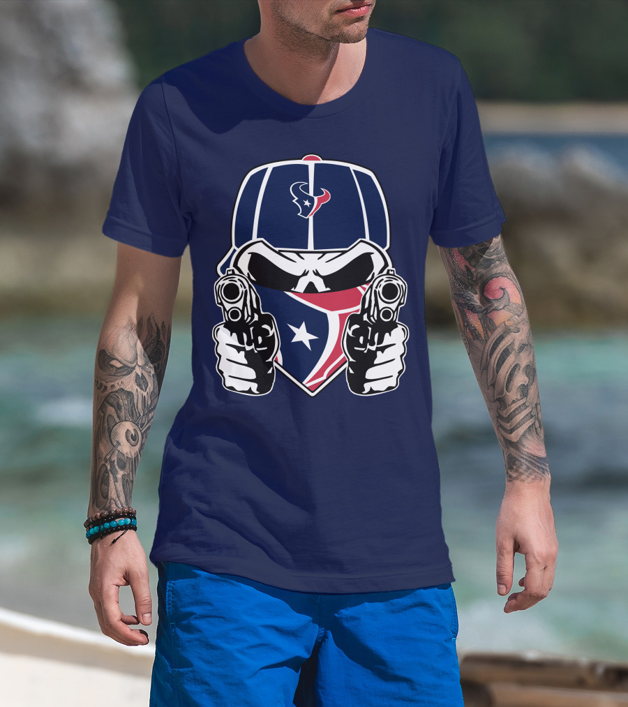 Houston Texans Skull Masked Gunslinger Fan Art T-Shirt