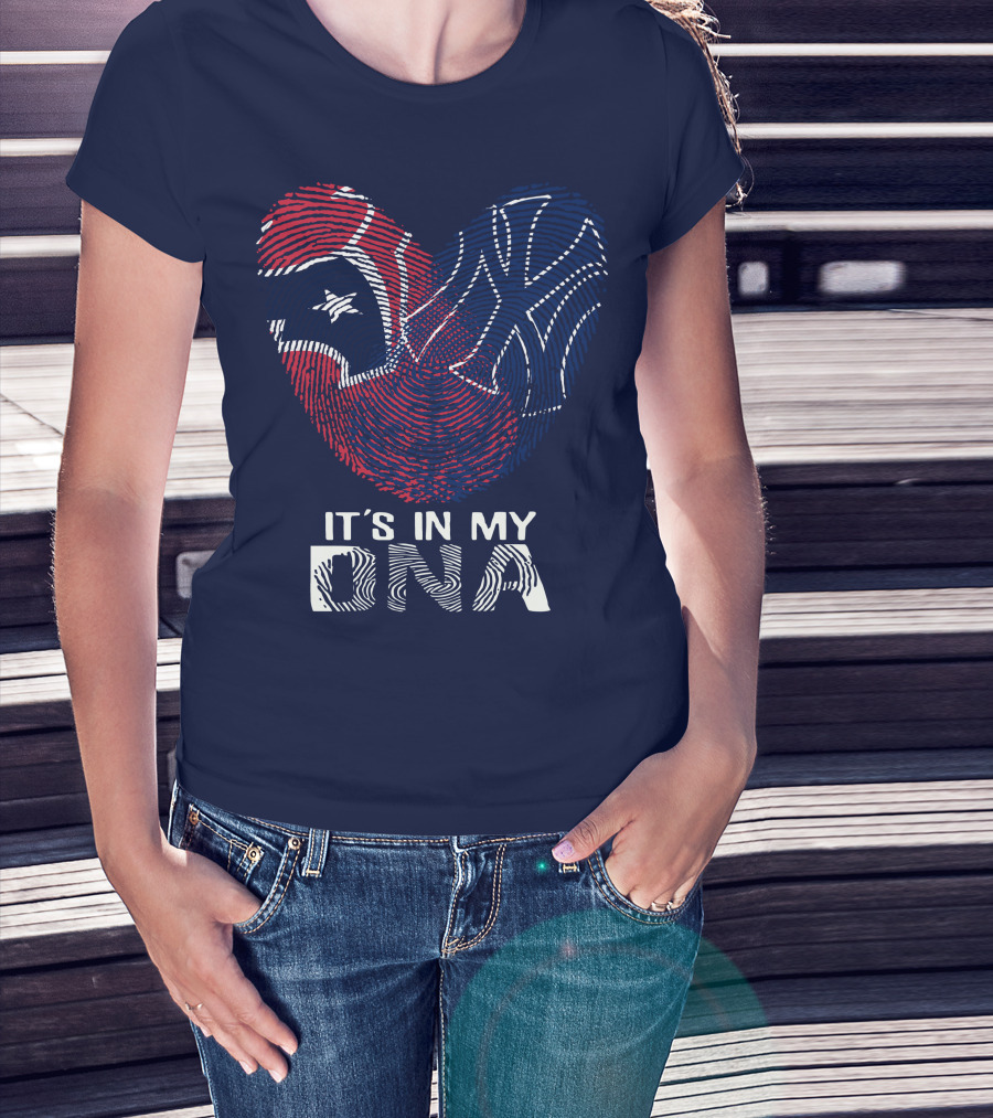 Houston Texans It's In My Dna Fingerprint Heart Yankees T-Shirt