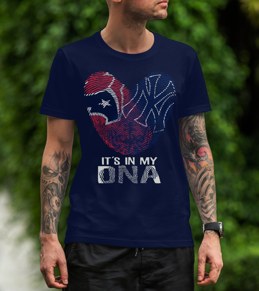 Houston Texans It's In My Dna Fingerprint Heart Yankees T-Shirt