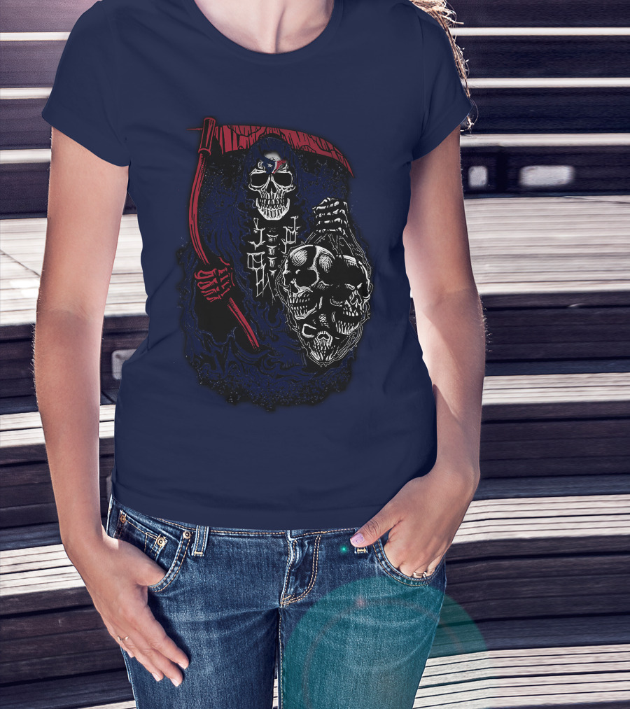 Houston Texans 07 Grim Reaper Skull Artwork T-Shirt