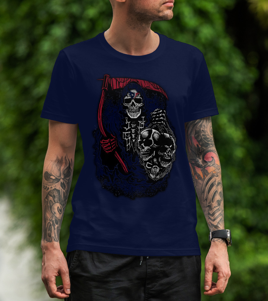 Houston Texans 07 Grim Reaper Skull Artwork T-Shirt