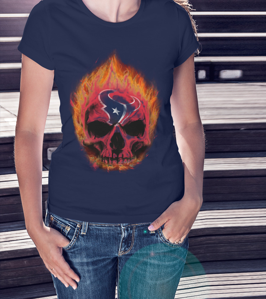 Houston Texans Flaming Skull T-Shirt