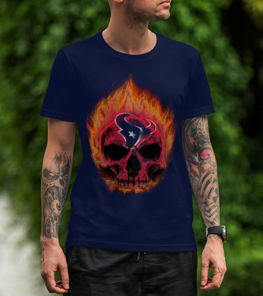 Houston Texans Flaming Skull T-Shirt