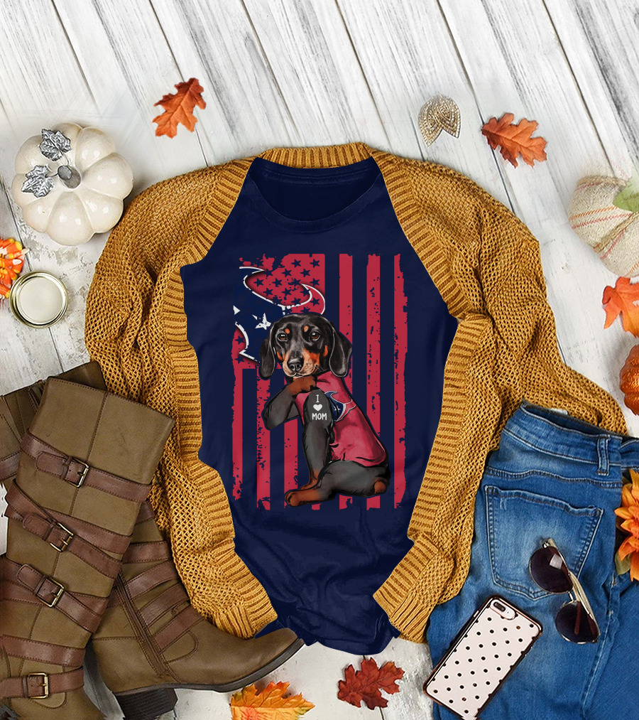 Dachshund I Love Mom Houston Texans T-Shirt