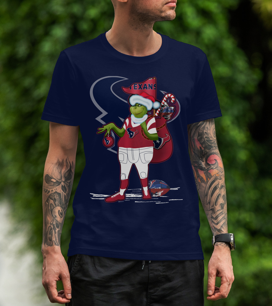 Grinchxmas Houston Texans Christmas Football Theme T-Shirt