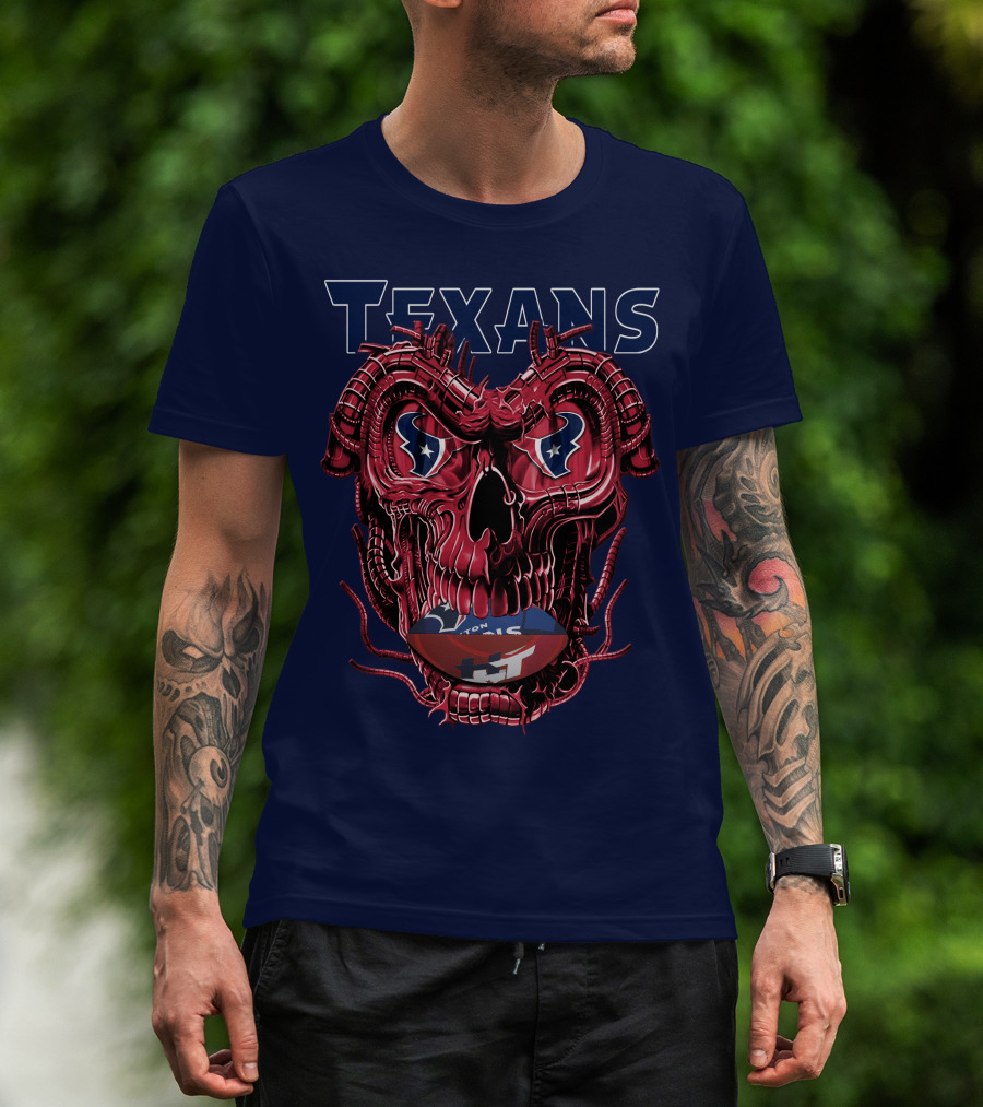 Texans Dragonskull Football Face T-Shirt