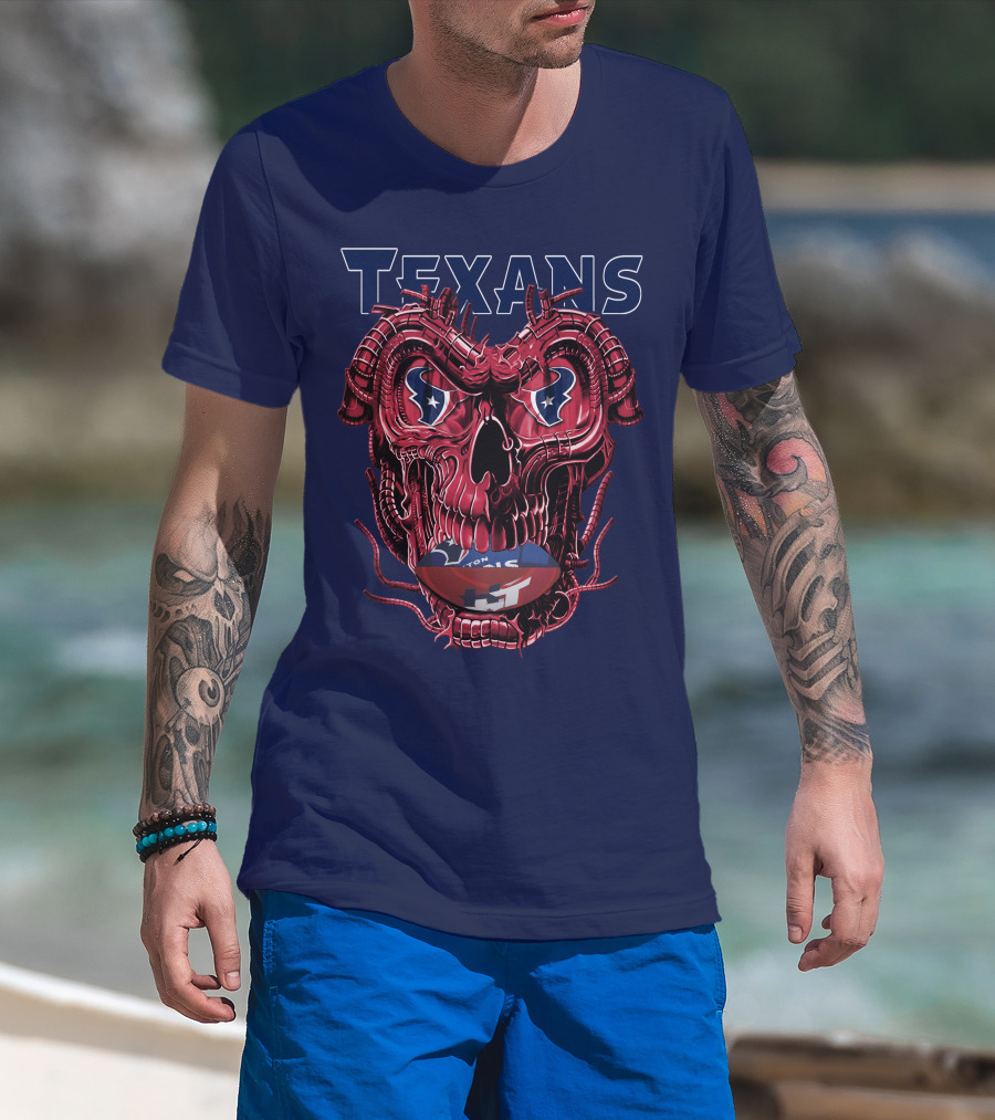Texans Dragonskull Football Face T-Shirt