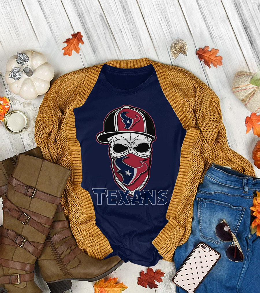 Houston Texans Skull Hat T-Shirt