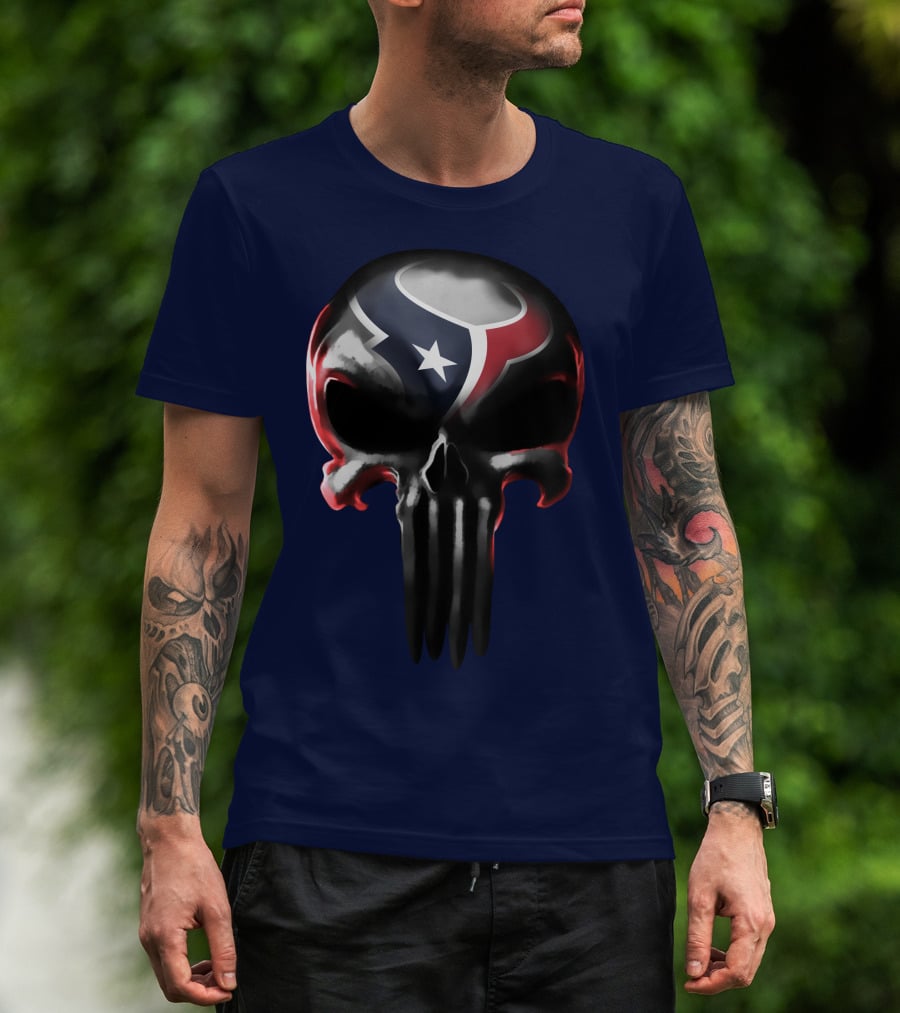 Houston Texans Punisher Skull T-Shirt