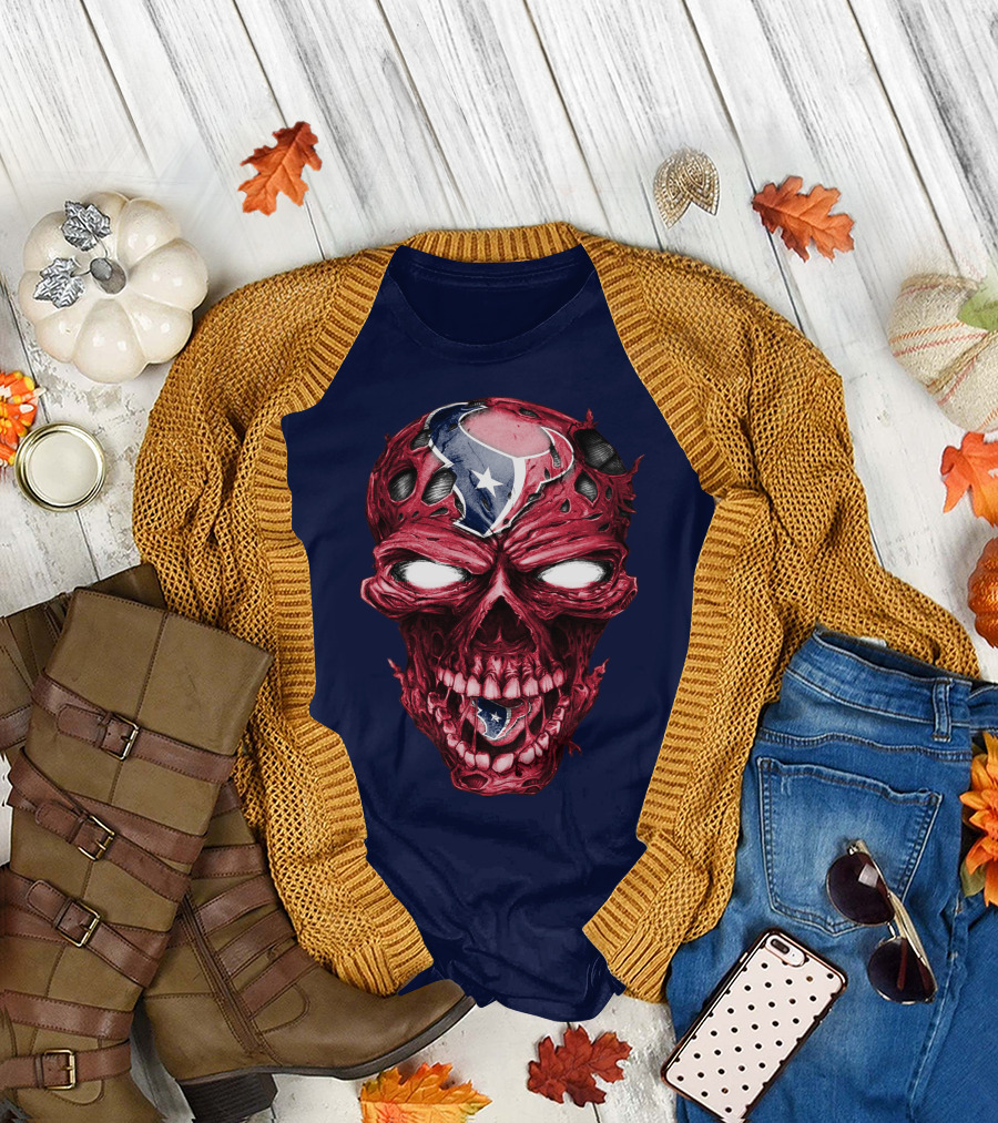Skull Houston Texans Logo Horror T-Shirt