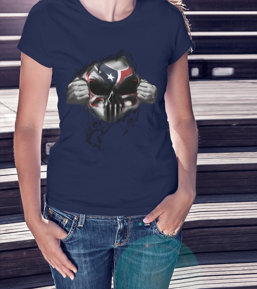 Houston Texans 67 Skull Texas Flag T-Shirt