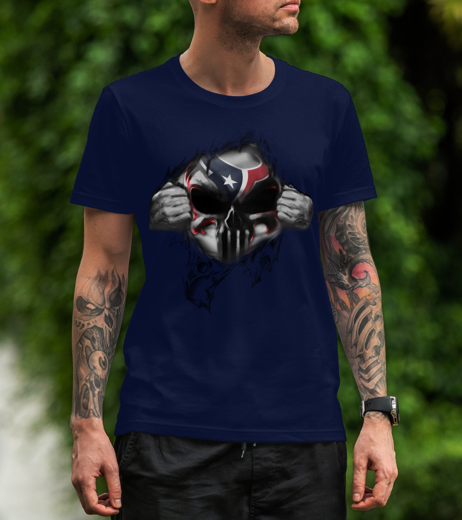 Houston Texans 67 Skull Texas Flag T-Shirt