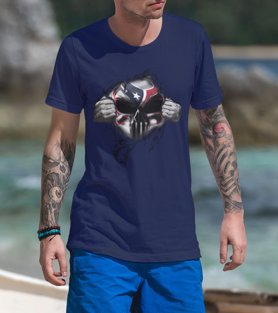 Houston Texans 67 Skull Texas Flag T-Shirt