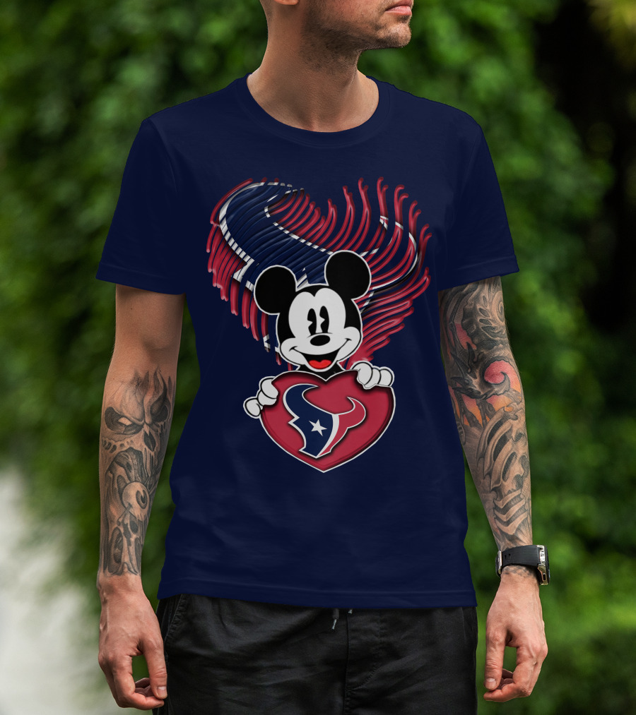 Mick Mouse Heart Houston Texans T-Shirt