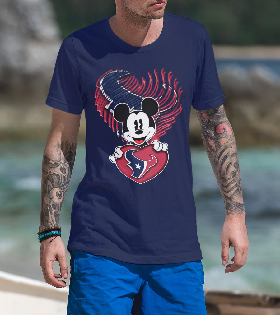 Mick Mouse Heart Houston Texans T-Shirt