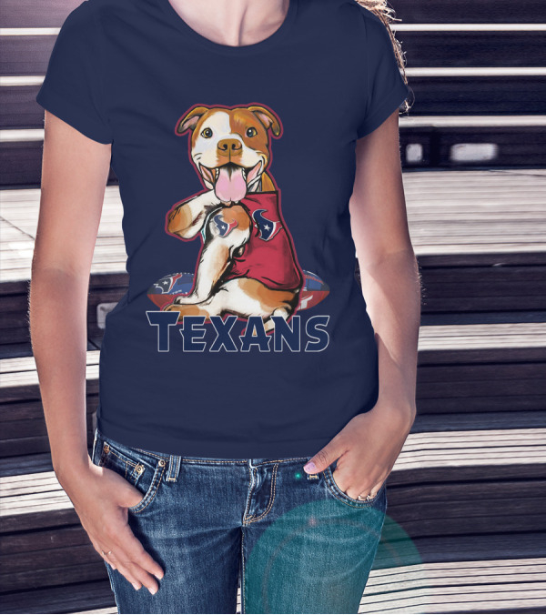 Pittbull Texans Football Icon With Houston Spirit T-Shirt