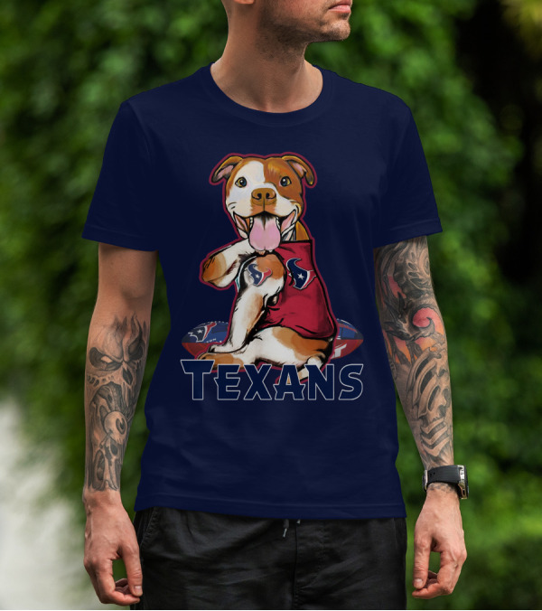 Pittbull Texans Football Icon With Houston Spirit T-Shirt