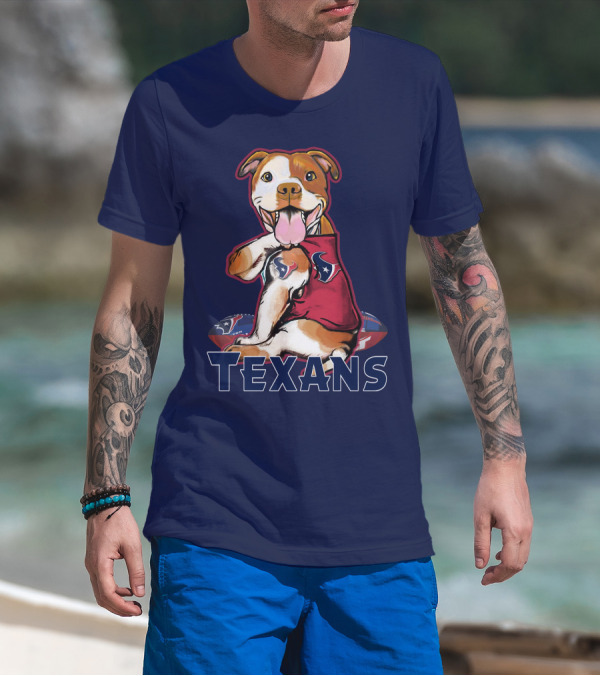 Pittbull Texans Football Icon With Houston Spirit T-Shirt