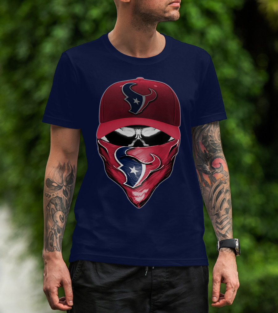 Houston Texans Skull Mask Hat T-Shirt