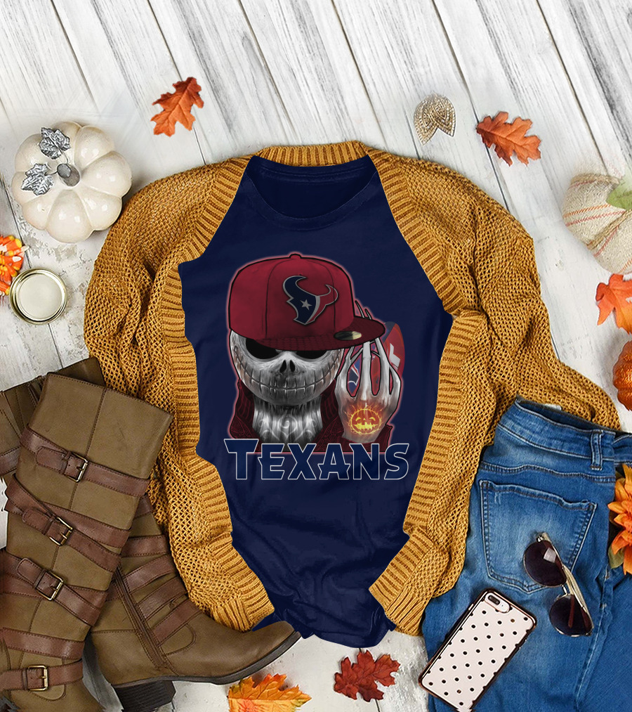 Jackskull Texans Football Halloween Pumpkin T-Shirt