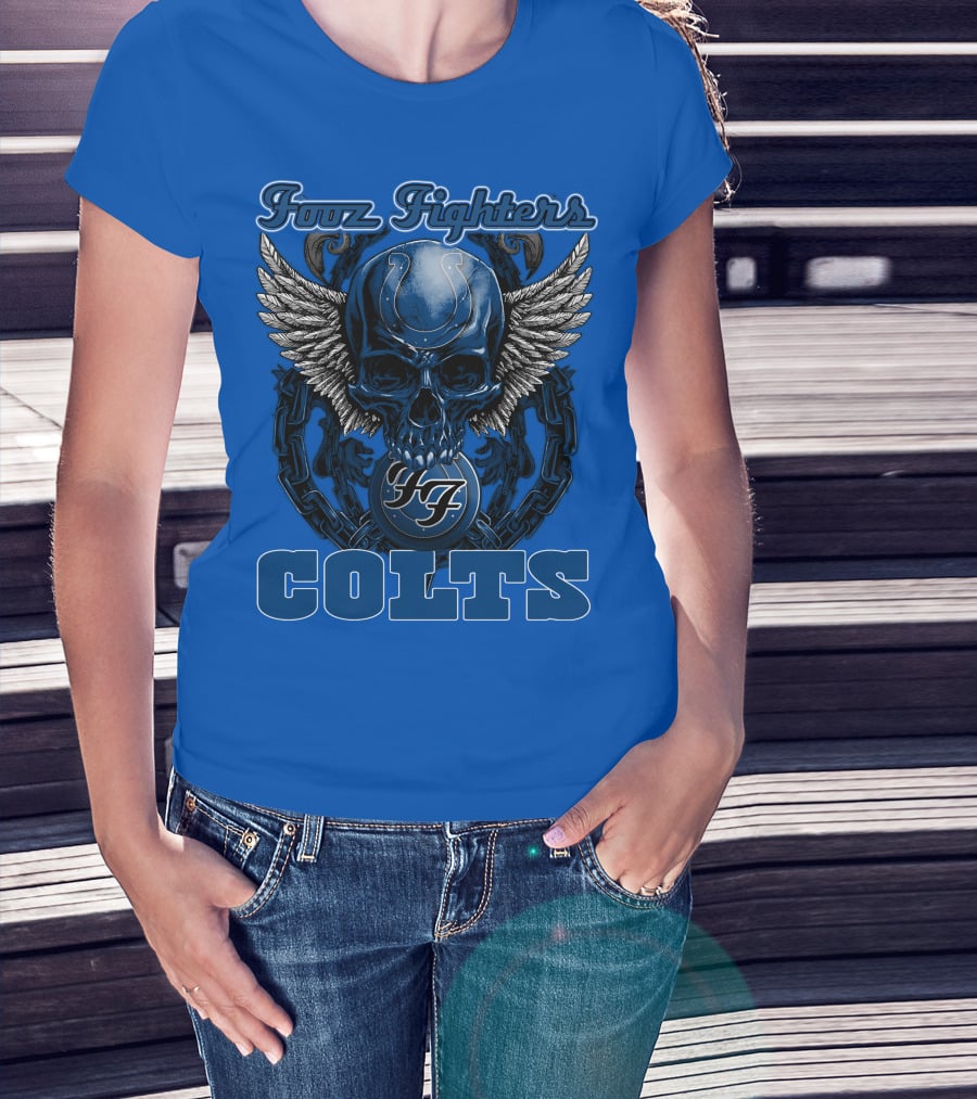 Foo Fighters Indianapolis Colts Wings Skull T-Shirt